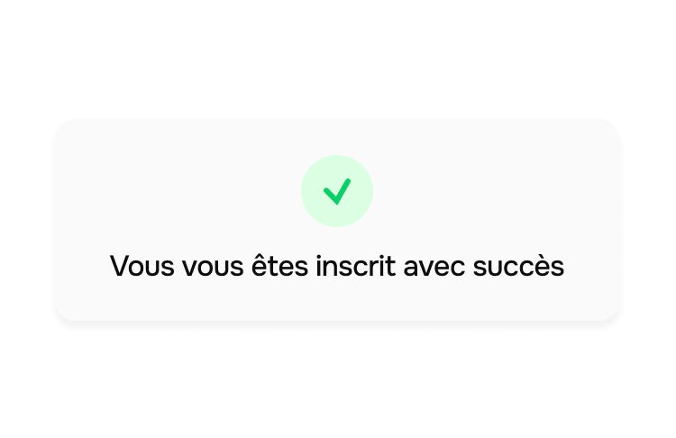 Confirmation d’inscription sur 100m²